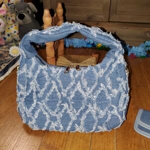 Distressed Blue Jean Shoulder Bag
